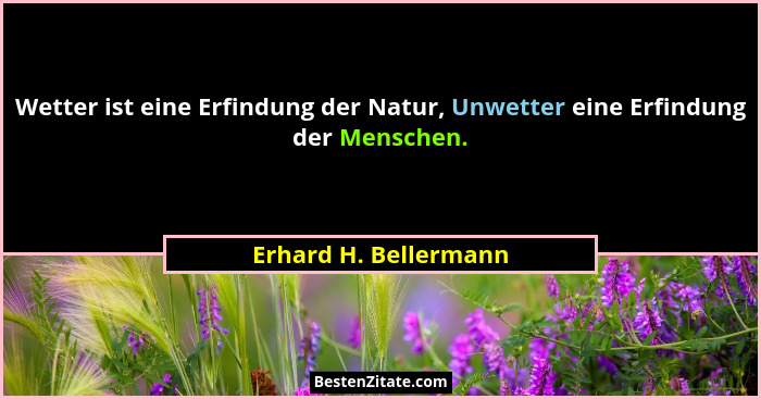 Wetter ist eine Erfindung der Natur, Unwetter eine Erfindung der Menschen.... - Erhard H. Bellermann