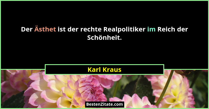 Der Ästhet ist der rechte Realpolitiker im Reich der Schönheit.... - Karl Kraus