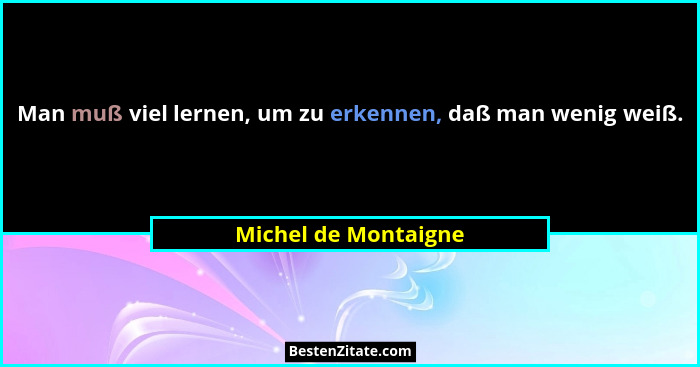Man muß viel lernen, um zu erkennen, daß man wenig weiß.... - Michel de Montaigne