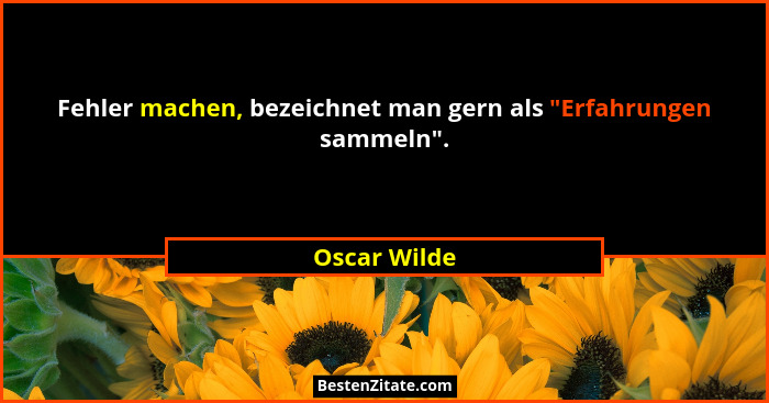 Fehler machen, bezeichnet man gern als "Erfahrungen sammeln".... - Oscar Wilde