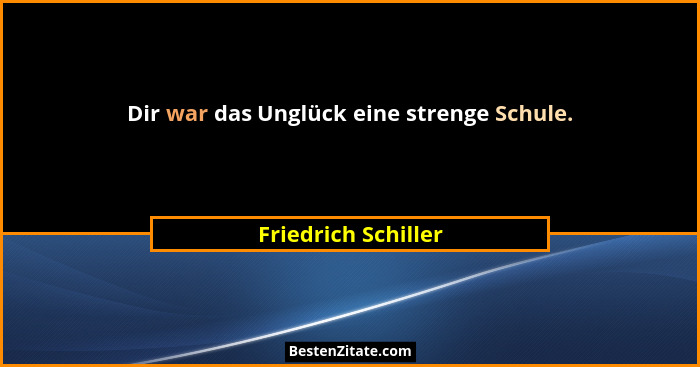 Dir war das Unglück eine strenge Schule.... - Friedrich Schiller