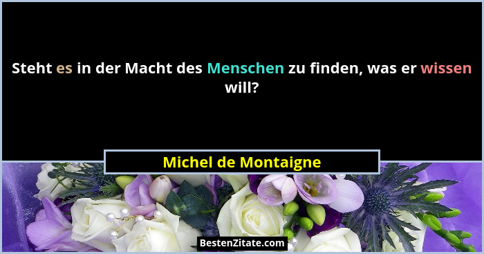 Steht es in der Macht des Menschen zu finden, was er wissen will?... - Michel de Montaigne