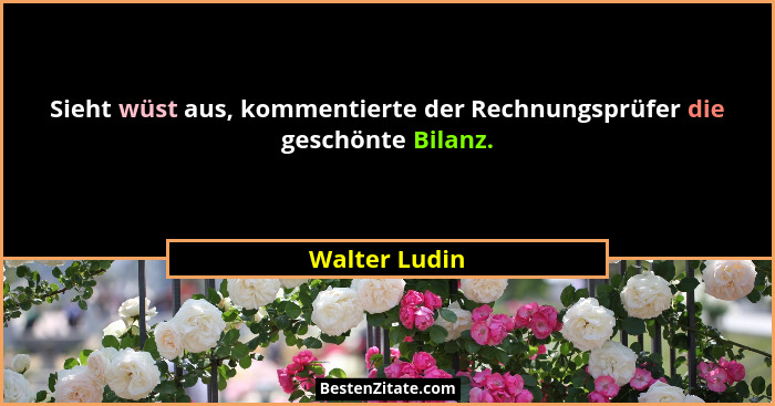 Sieht wüst aus, kommentierte der Rechnungsprüfer die geschönte Bilanz.... - Walter Ludin
