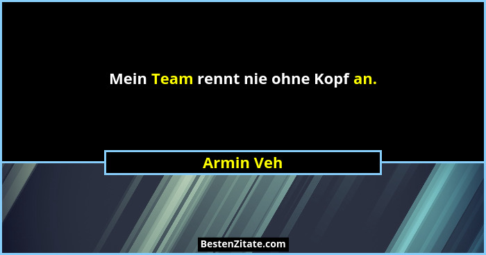 Mein Team rennt nie ohne Kopf an.... - Armin Veh