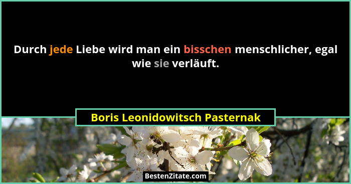 Durch jede Liebe wird man ein bisschen menschlicher, egal wie sie verläuft.... - Boris Leonidowitsch Pasternak