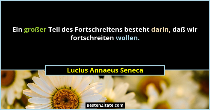 Ein großer Teil des Fortschreitens besteht darin, daß wir fortschreiten wollen.... - Lucius Annaeus Seneca