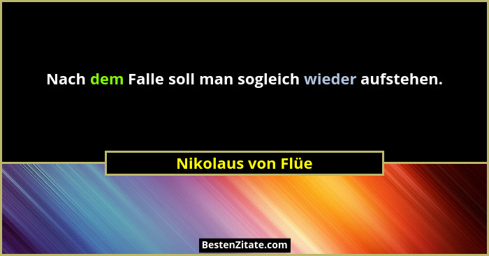 Nach dem Falle soll man sogleich wieder aufstehen.... - Nikolaus von Flüe