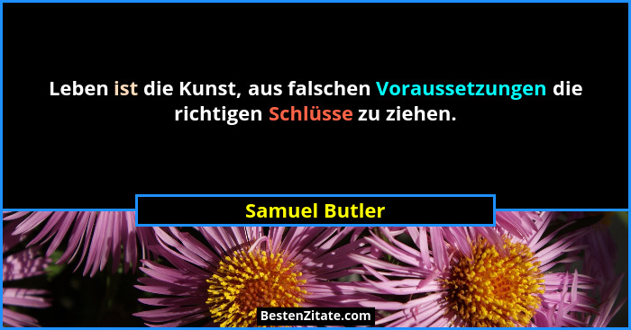 Leben ist die Kunst, aus falschen Voraussetzungen die richtigen Schlüsse zu ziehen.... - Samuel Butler