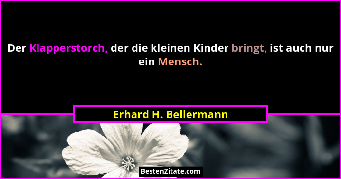Der Klapperstorch, der die kleinen Kinder bringt, ist auch nur ein Mensch.... - Erhard H. Bellermann