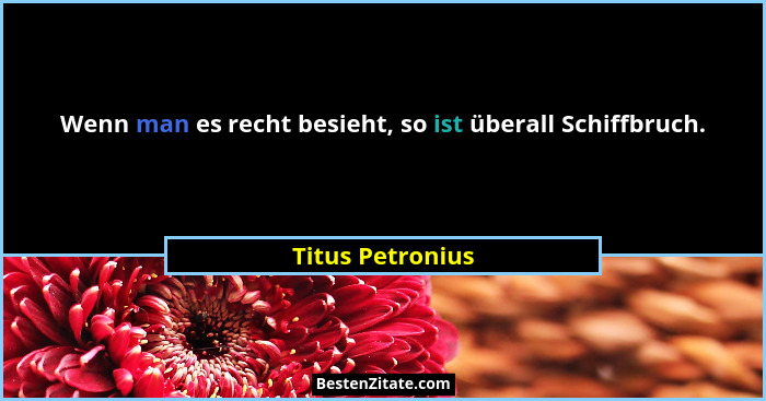 Wenn man es recht besieht, so ist überall Schiffbruch.... - Titus Petronius