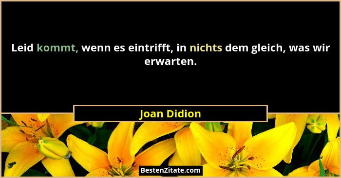 Leid kommt, wenn es eintrifft, in nichts dem gleich, was wir erwarten.... - Joan Didion