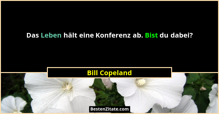 Das Leben hält eine Konferenz ab. Bist du dabei?... - Bill Copeland