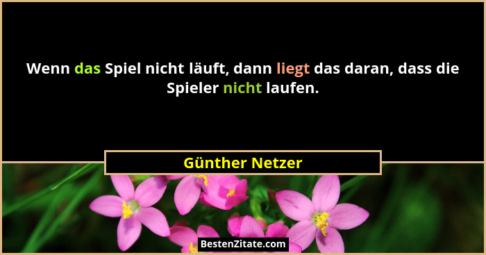 Wenn das Spiel nicht läuft, dann liegt das daran, dass die Spieler nicht laufen.... - Günther Netzer