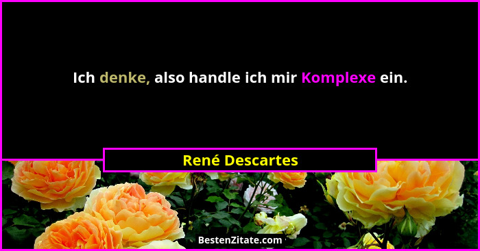 Ich denke, also handle ich mir Komplexe ein.... - René Descartes