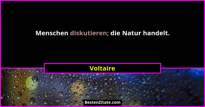 Menschen diskutieren; die Natur handelt.... - Voltaire