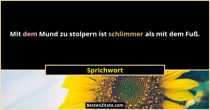 Mit dem Mund zu stolpern ist schlimmer als mit dem Fuß.... - Sprichwort