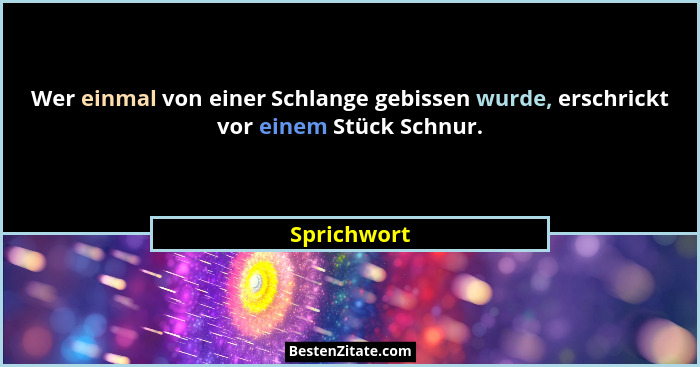 Wer einmal von einer Schlange gebissen wurde, erschrickt vor einem Stück Schnur.... - Sprichwort