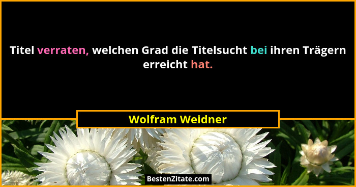Titel verraten, welchen Grad die Titelsucht bei ihren Trägern erreicht hat.... - Wolfram Weidner