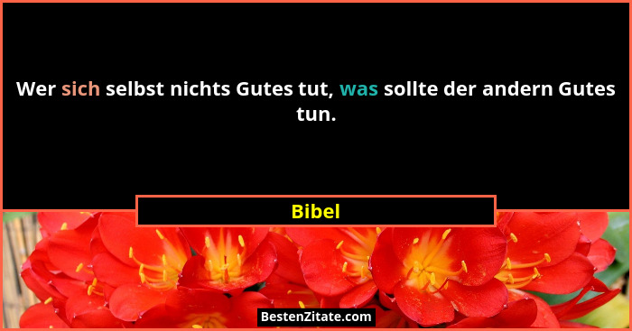 Wer sich selbst nichts Gutes tut, was sollte der andern Gutes tun.... - Bibel
