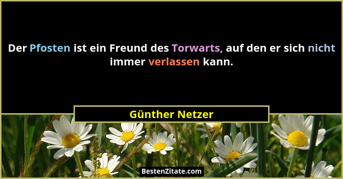 Der Pfosten ist ein Freund des Torwarts, auf den er sich nicht immer verlassen kann.... - Günther Netzer