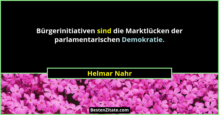 Bürgerinitiativen sind die Marktlücken der parlamentarischen Demokratie.... - Helmar Nahr