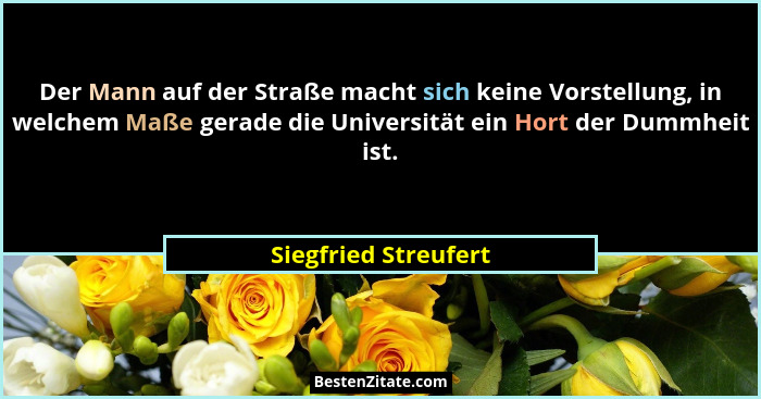 Der Mann auf der Straße macht sich keine Vorstellung, in welchem Maße gerade die Universität ein Hort der Dummheit ist.... - Siegfried Streufert