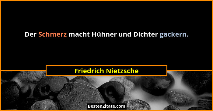 Der Schmerz macht Hühner und Dichter gackern.... - Friedrich Nietzsche