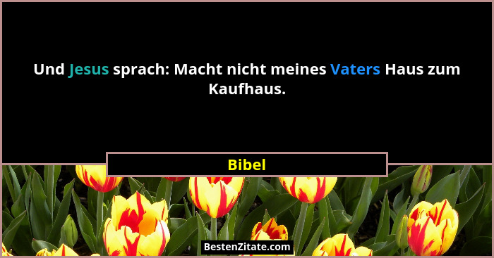 Und Jesus sprach: Macht nicht meines Vaters Haus zum Kaufhaus.... - Bibel