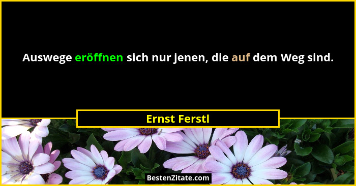 Auswege eröffnen sich nur jenen, die auf dem Weg sind.... - Ernst Ferstl