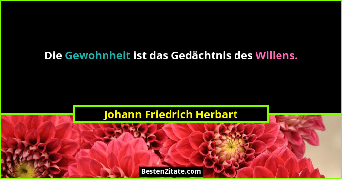Die Gewohnheit ist das Gedächtnis des Willens.... - Johann Friedrich Herbart