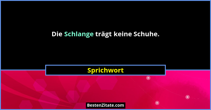 Die Schlange trägt keine Schuhe.... - Sprichwort