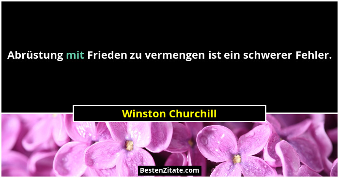 Abrüstung mit Frieden zu vermengen ist ein schwerer Fehler.... - Winston Churchill
