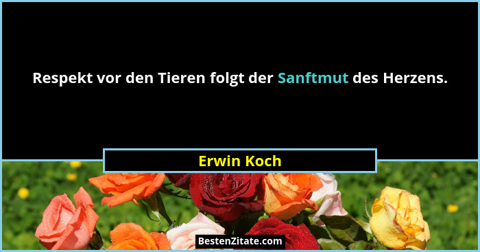 Respekt vor den Tieren folgt der Sanftmut des Herzens.... - Erwin Koch