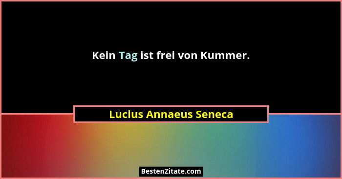 Kein Tag ist frei von Kummer.... - Lucius Annaeus Seneca