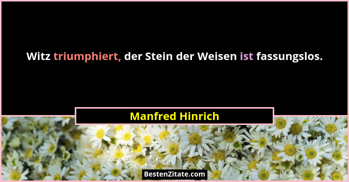 Witz triumphiert, der Stein der Weisen ist fassungslos.... - Manfred Hinrich