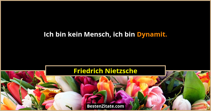 Ich bin kein Mensch, ich bin Dynamit.... - Friedrich Nietzsche