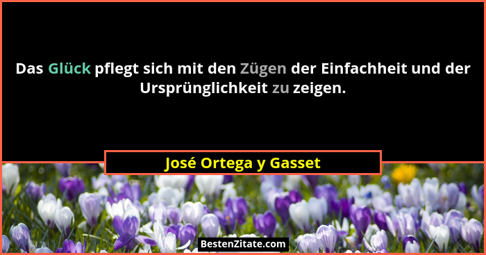 Das Glück pflegt sich mit den Zügen der Einfachheit und der Ursprünglichkeit zu zeigen.... - José Ortega y Gasset