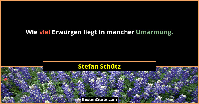 Wie viel Erwürgen liegt in mancher Umarmung.... - Stefan Schütz