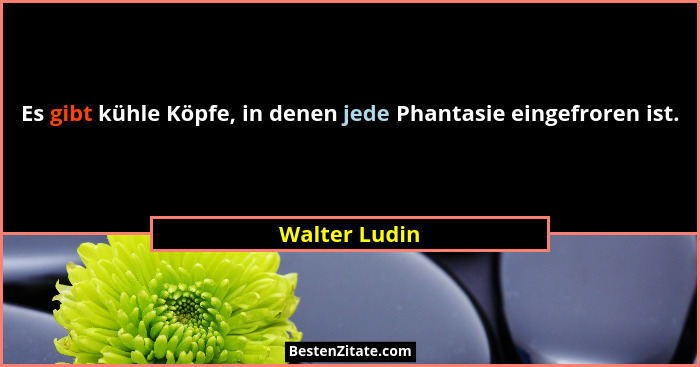 Es gibt kühle Köpfe, in denen jede Phantasie eingefroren ist.... - Walter Ludin
