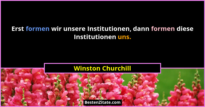 Erst formen wir unsere Institutionen, dann formen diese Institutionen uns.... - Winston Churchill