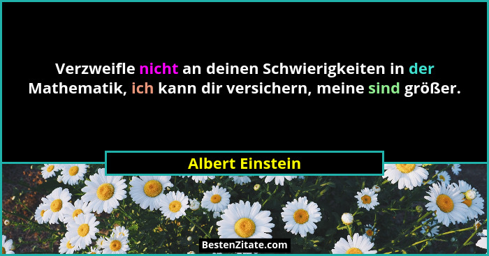 Verzweifle nicht an deinen Schwierigkeiten in der Mathematik, ich kann dir versichern, meine sind größer.... - Albert Einstein