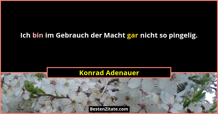 Ich bin im Gebrauch der Macht gar nicht so pingelig.... - Konrad Adenauer