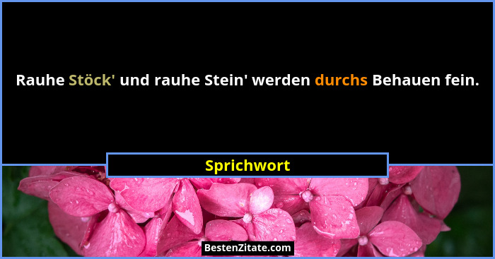 Rauhe Stöck' und rauhe Stein' werden durchs Behauen fein.... - Sprichwort