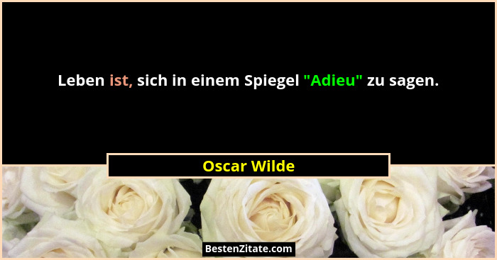Leben ist, sich in einem Spiegel "Adieu" zu sagen.... - Oscar Wilde