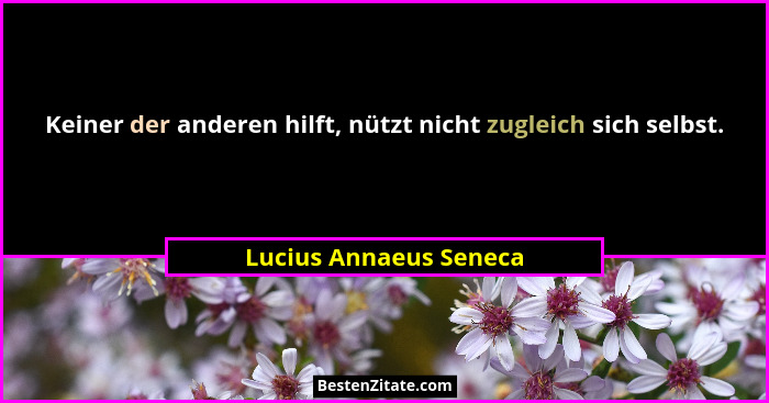 Keiner der anderen hilft, nützt nicht zugleich sich selbst.... - Lucius Annaeus Seneca