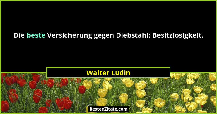 Die beste Versicherung gegen Diebstahl: Besitzlosigkeit.... - Walter Ludin
