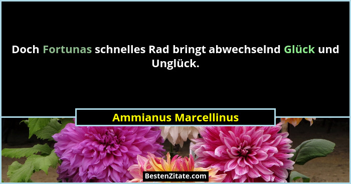 Doch Fortunas schnelles Rad bringt abwechselnd Glück und Unglück.... - Ammianus Marcellinus