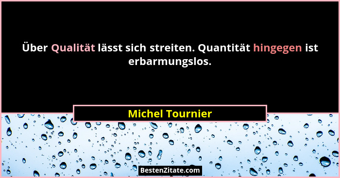 Über Qualität lässt sich streiten. Quantität hingegen ist erbarmungslos.... - Michel Tournier