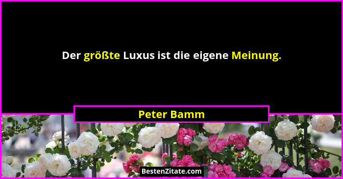 Der größte Luxus ist die eigene Meinung.... - Peter Bamm