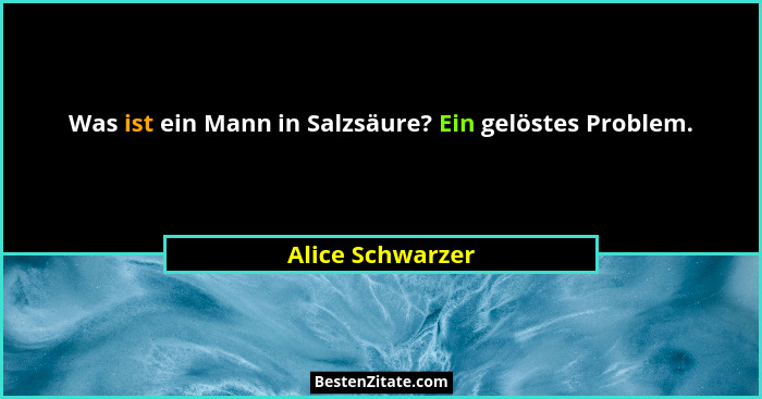 Was ist ein Mann in Salzsäure? Ein gelöstes Problem.... - Alice Schwarzer